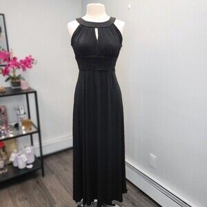 Sangria Black Maxi Rouching Long Maxi Party Dress Gown Sz 6